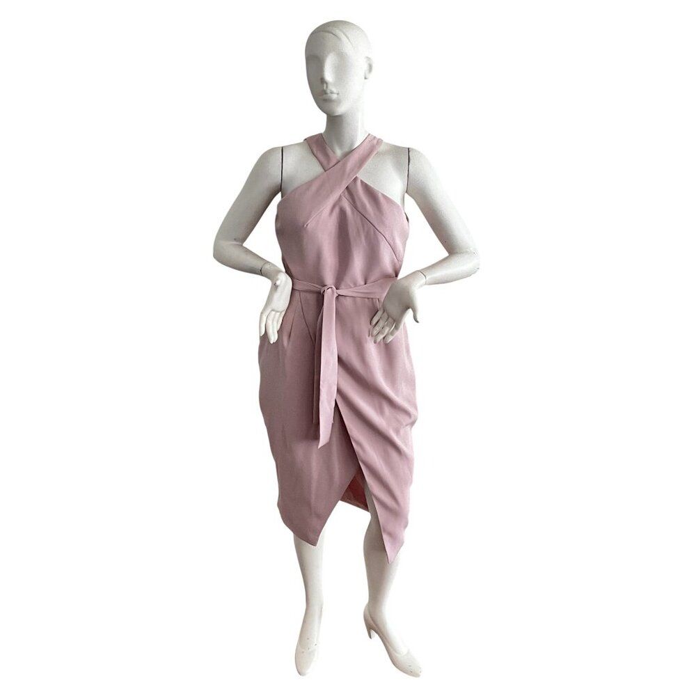 Lavish Alice Halter Neck Wrap Top Front Belted Pink 12 — image 3 of 8